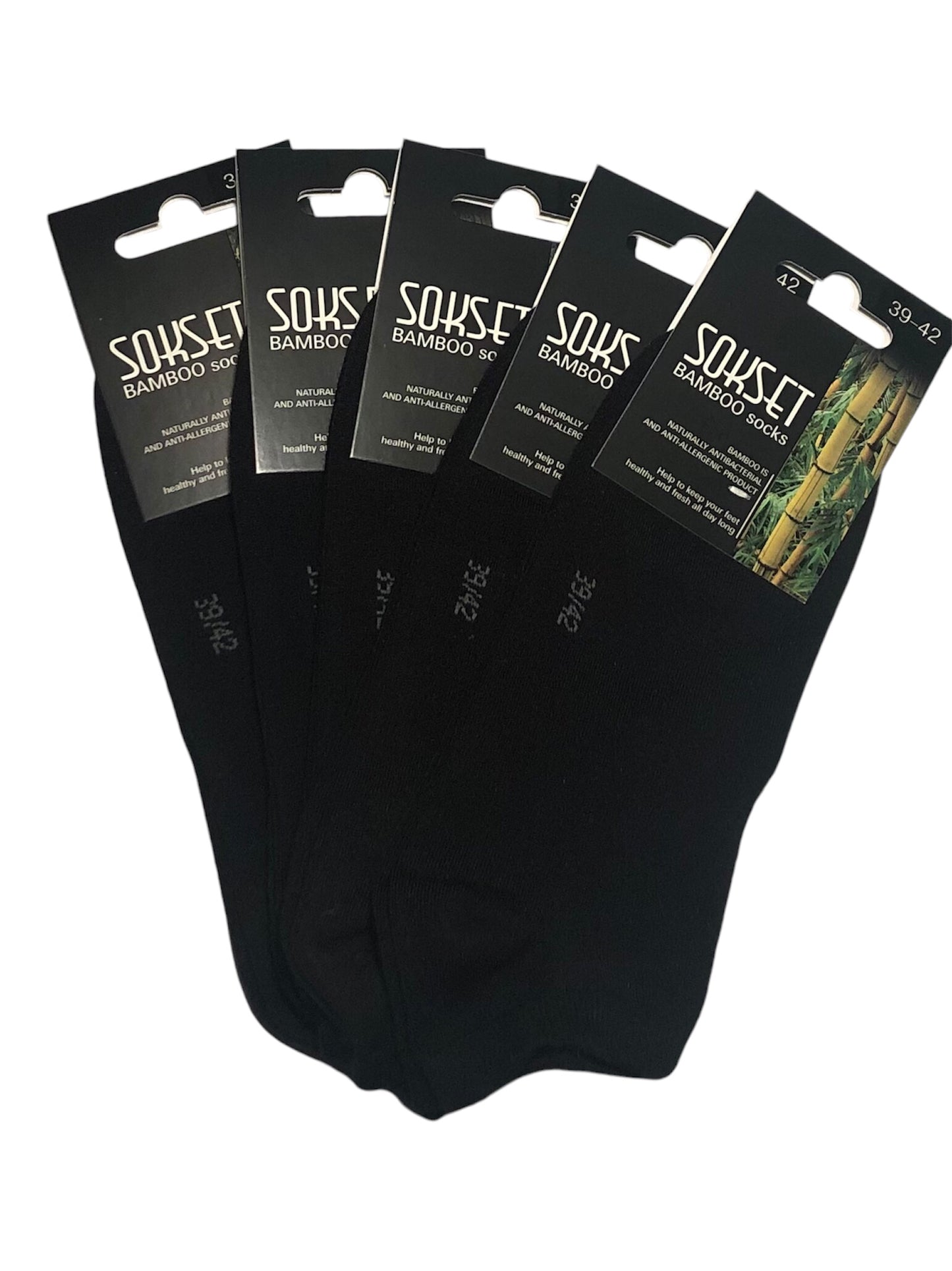 Bambustrumpor ”ankel” Svart 5-pack