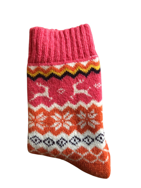 Ullstrumpa rosa mönstrad